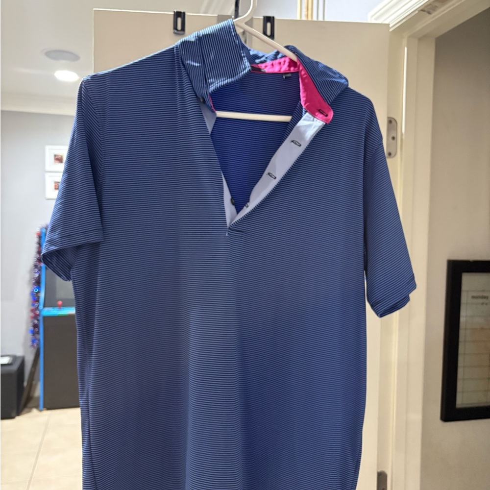 Greyson Navy Striped Polo Shirt